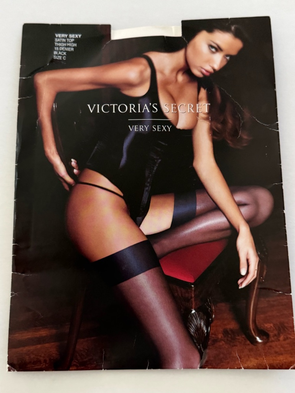 Victoria's Secret Black Satin-Top Thigh Highs